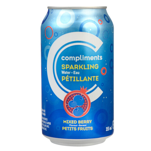 Compliments Sparkling Water Mixed Berry 355 ml (can)