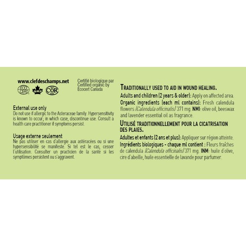 Clef des Champs Organic Wound Healing Calendula Salves 50 ml