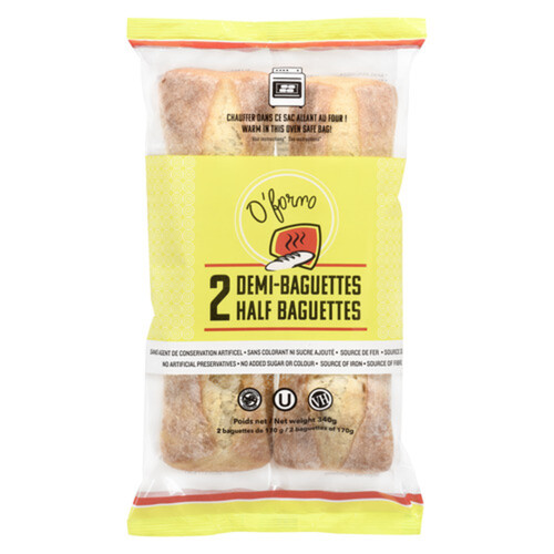 O'Forno Half Baguettes Bread 2 x 170 g (frozen)