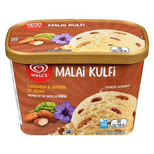 Walls Ice Cream Malai Kulfi With Cardamom Saffron & Almonds 1.41 L