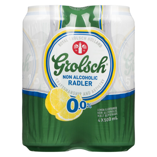 Grolsch Radler Non Alcoholic Beer Lemon 4 x 500 ml (cans)