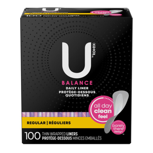 U By Kotex Balance Barely There Panty Liners Regular Absorbency 100 Count -  Voilà Online Groceries & Offers