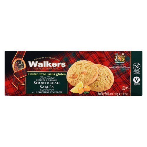 Walkers Gluten-Free Shortbread Cookie Ginger Lemon 140 g