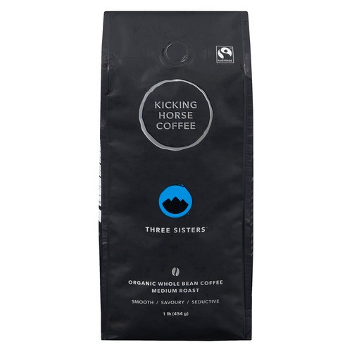 Kicking Horse Coffee Organic Whole Bean Coffee Three Sisters Medium Roast 454 g