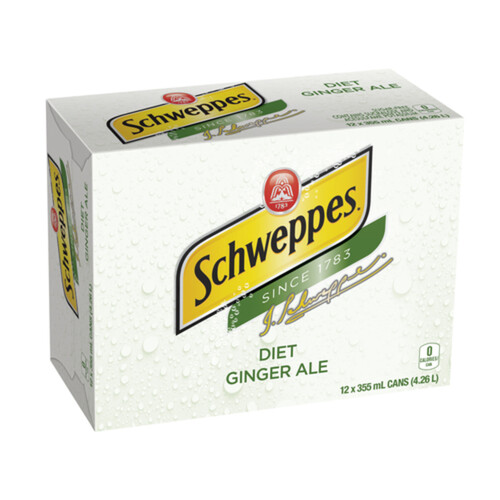 Schweppes Soft Drink Diet Ginger Ale 12 x 355 ml (cans)