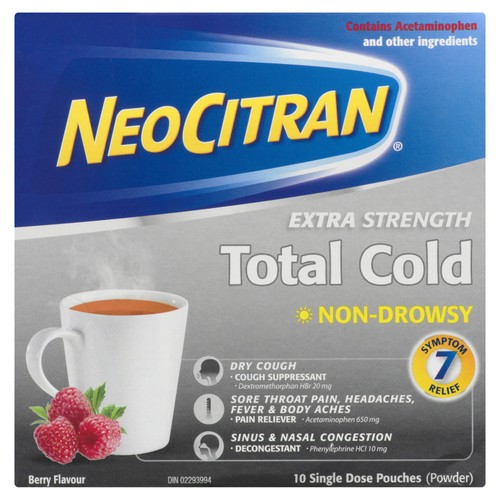 NeoCitran Total Cold Extra Strength Powder Berry 10 EA