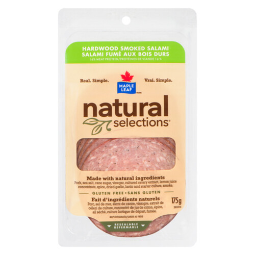 Maple Leaf Natural Selections Gluten Free Deli Sliced Salami Hardwood Smoked 175 g