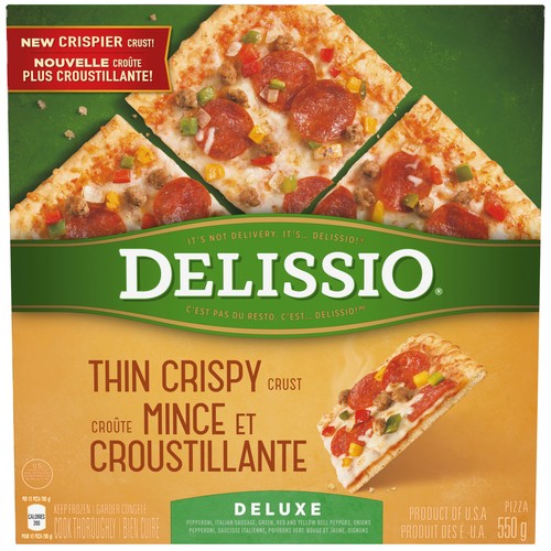Delissio Frozen Thin Crispy Crust  Pizza Deluxe 550 g