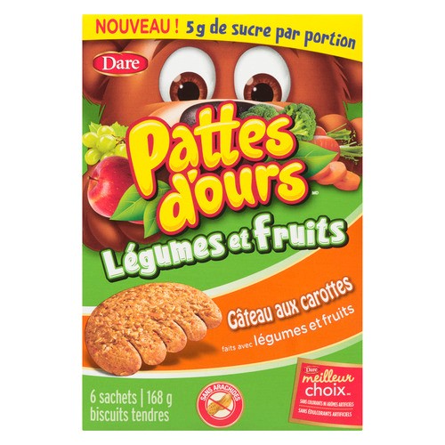 Dare Bear Paws Cookies Vegetables & Fruits Carrot Cake 168 g