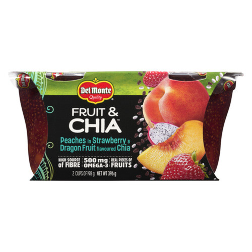 Del Monte Fruit & Chia Cups Strawberry Dragon Fruit Peaches 396 ml