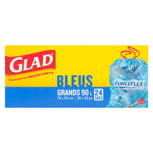 Glad ForceFlex Recycling Bags Blue Large 90 L 24 Bags