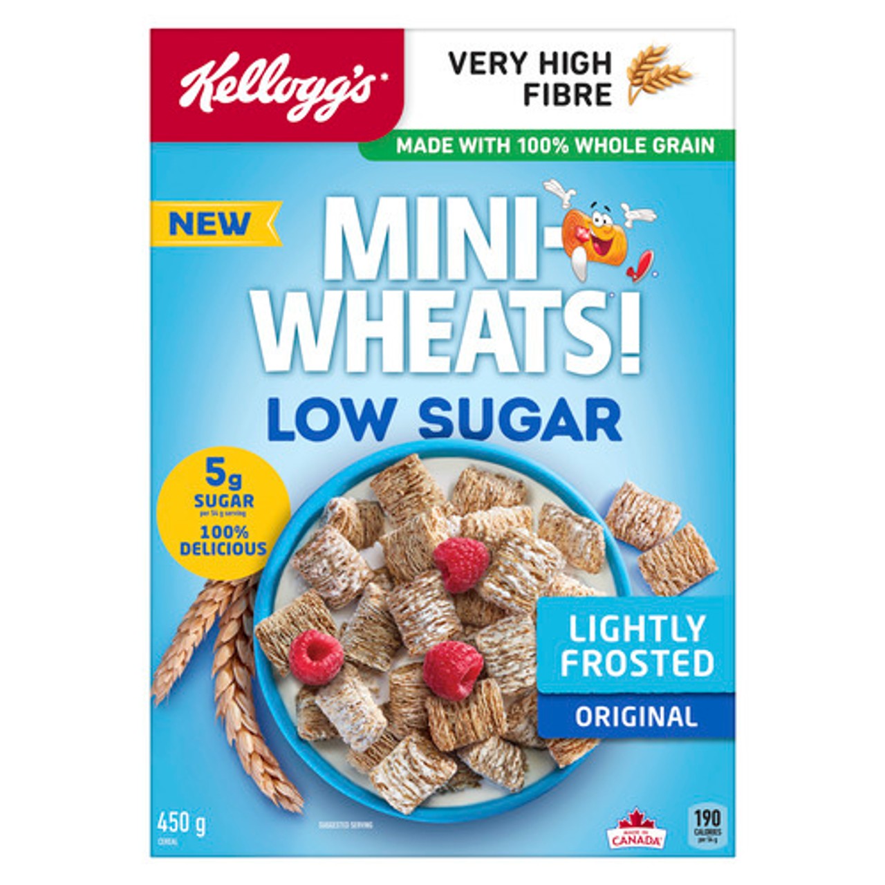 Kellogg's Mini Wheats Cereal Low Sugar Lightly Frosted Original 450 g ...
