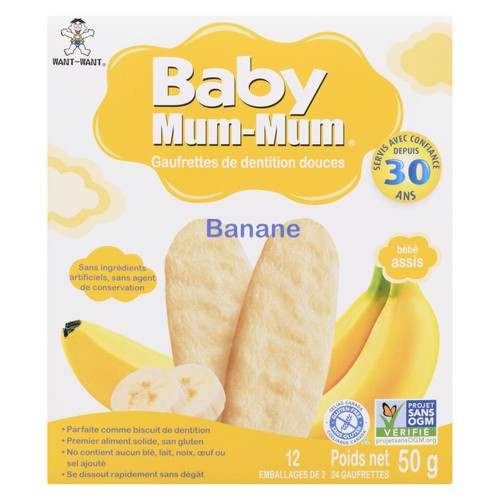 Hot-Kid Baby Mum-Mum Biscottes de riz pour bébés à la banane 50 g