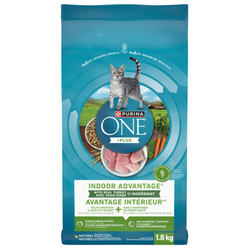 Purina ONE +Plus Dry Cat Food Indoor Advantage Turkey 1.8 kg