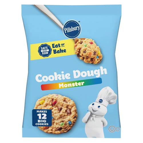 Pillsbury Ready To Bake Cookie Dough Monster Peanut Butter & Chocolate Chips 12 Count 454 g