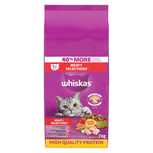 Whiskas Meaty Selections Adult Dry Cat Food With Real Chicken 2 kg
