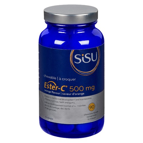 Sisu Vitamins Ester-C 500 mg Orange Flavoured Chewable Tablets 90 Count