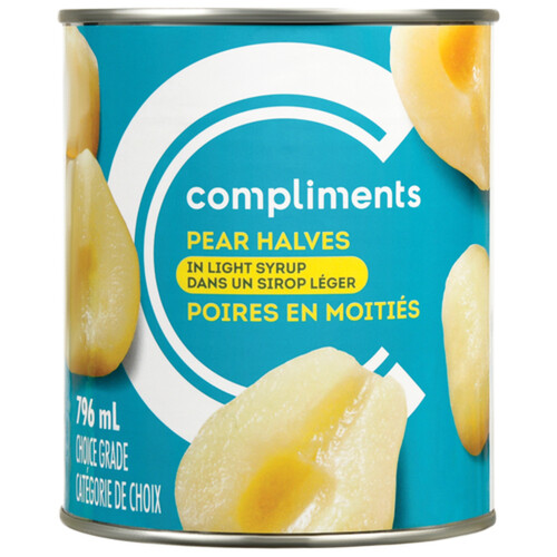 Compliments Canned Pear Halves In Light Syrup 796 ml