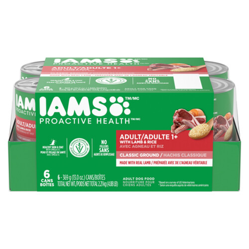 IAMS Wet Dog Food Classic Ground Lamb & Rice 6 x 369 g 