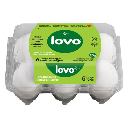 Lovo White Eggs Free Run Large 6 Count