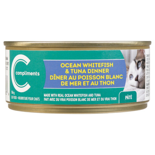 Compliments Cat Food Wet Ocean Whitefish & Tuna Dinner Pate 156 g