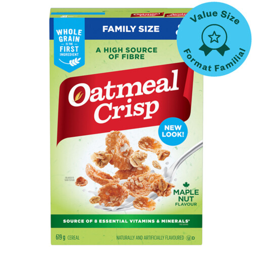 Oatmeal Crisp Cereal Maple Nut High Fibre Family Size 619 g