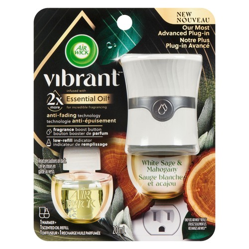 Air Wick Vibrant Warmer & Scented Oil Refill Kit White Sage & Mahogany 20 ml