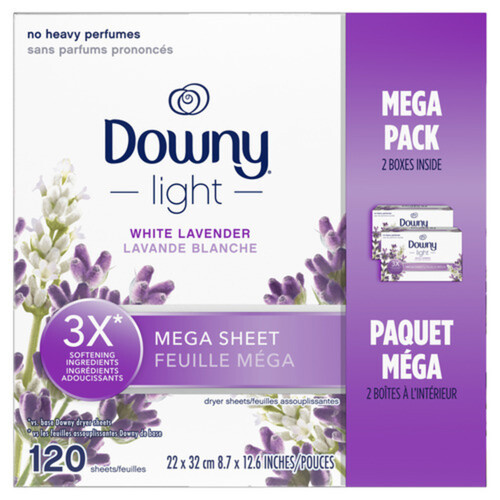 Downy Light Fabric Sheets White Lavender Mega Pack 120 Count