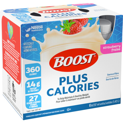 Nestlé Boost Calorie Plus Meal Replacement Strawberry 6 x 237 ml (bottles)