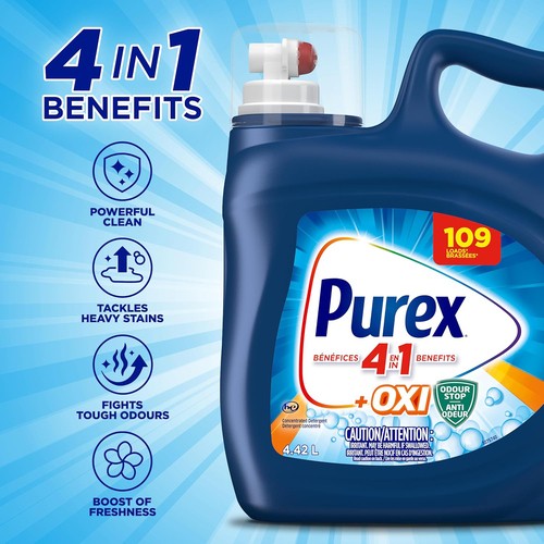 Purex 4 in 1 + Oxi Concentrated Detergent 109 Loads 4.42 L