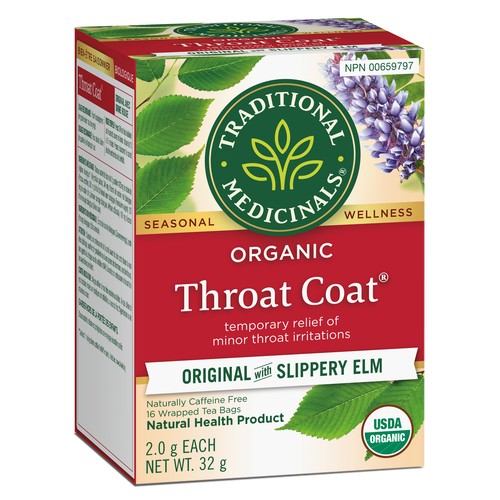 Traditional Medicinals Herbal Tea Throat Coat 16 Tea Bags
