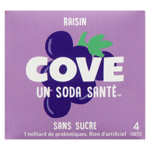 Cove Kombucha Gut Healthy Grape Soda 4 x 355 ml (cans)