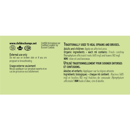Clef des Champs Organic Comfrey Salves 15 ml