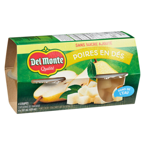 Del Monte Diced Pears In Water 4 x 107 ml