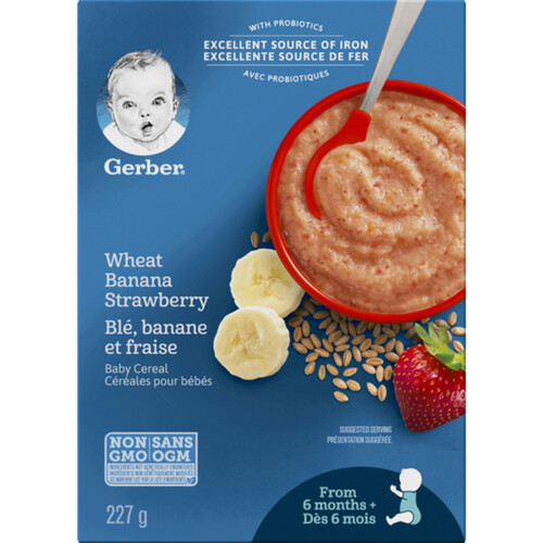 Gerber Stage 2 Baby Cereal Wheat, Banana & Strawberry 227 g