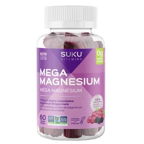 SUKU Vitamins Gluten-Free Mega Magnesium Gummies 60 Count