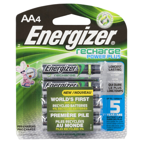 Energizer Batteries Recharge Power Plus AA 4 Pack