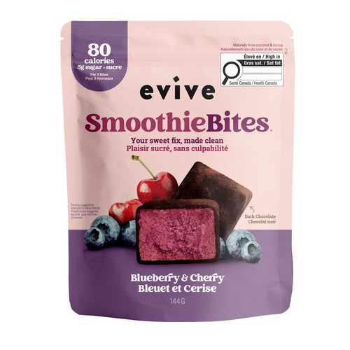 Evive No Sugar Added Smoothie Bites Acai Covered Dark Chocolate Blueberry And Cherry 144 g (frozen)