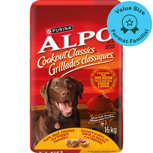 Alpo Dry Dog Food Cookout Classics Pork Beef Chicken & Veggie 16 kg