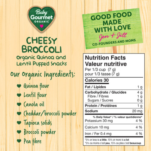 Baby Gourmet Organic Baby Snack Puffies Cheesy Broccoli 42 g