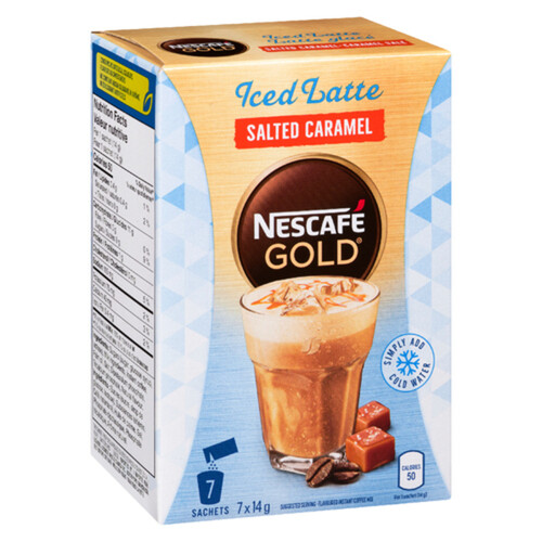 Nescafe Gold Instant Coffee Iced Latte Salted Caramel 7 x 14 g