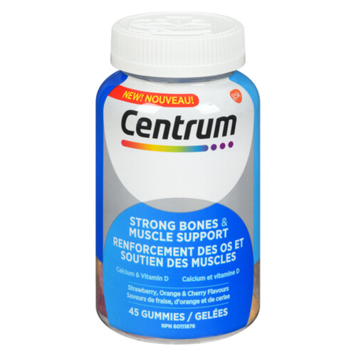 Centrum Vitamins Bone & Muscle Support Strawberry Orange Cherry 45 Count