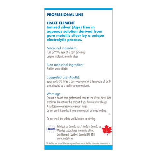 Medelys Supplement Ionized Silver 5 PPM 120 ml