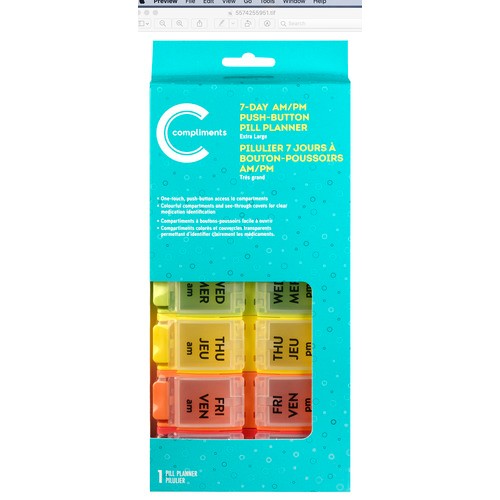 Compliments Push Button 7 Day Pill Reminder