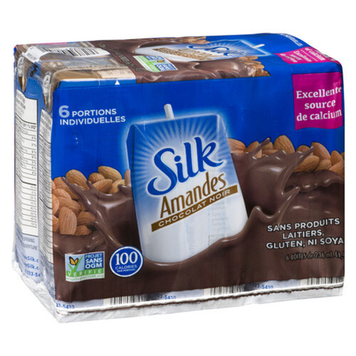 Silk Dairy Free Aseptic Almond Beverage Dark Chocolate 6 x 236 ml