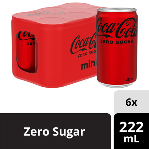 Coca-Cola Zero Sugar Soft Drink 6 x 222 ml (cans)