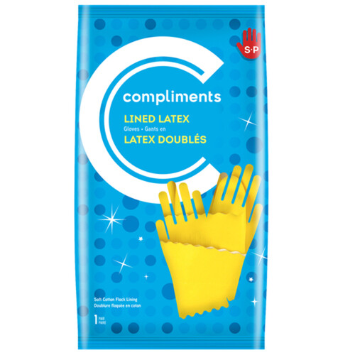 Compliments Lined Latex Gloves Small 1 EA