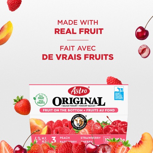 Astro Original 4% Yogurt Fruit On The Bottom Multipack 12 x 100 g