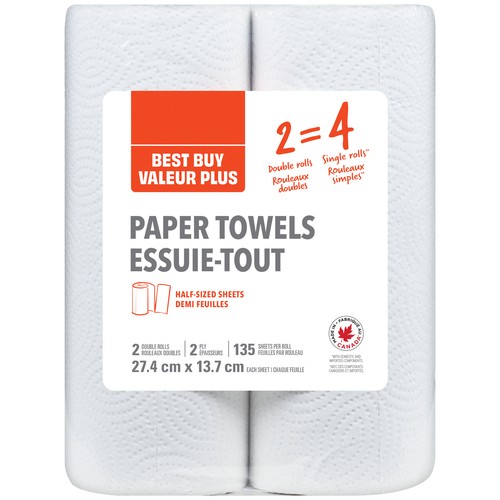 Best Buy Paper Towel 2-Ply 2 Double Rolls x 135 Sheets 
