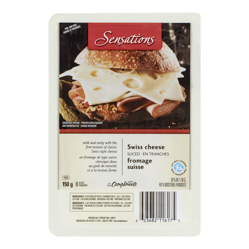 Sensations Sliced Cheese Swiss 8 Slices 150 g